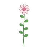 Long stem pink flower machine embroidery design by sweetstitchdesign.com