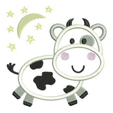 Cute cow applique machine embroidery design by sweetstitchdesign.com