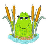 Cute frog machine embroidery design by sweetstitchdesign.com