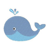 Cute whale applique machine embroidery design by sweetstitchdesign.com