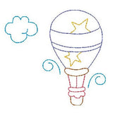 Hot air balloon - multi-colored linework machine embroidery design by sweetstitchdesign.com