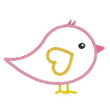 Cute bird applique machine embroidery design by sweetstitchdesign.com