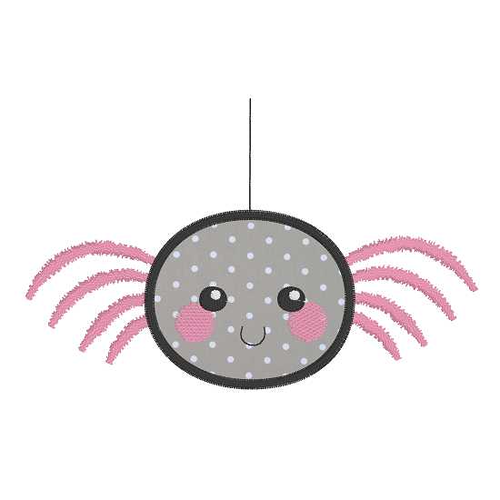 Kawaii spider applique machine embroidery design by sweetstitchdesign.com