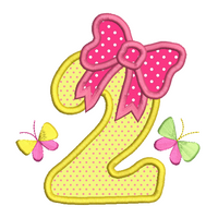 Girl's 2nd birthday applique machine embroidery design by sweetstitchdesign.com