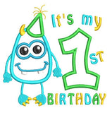 1st birthday monster applique machine embroidery design by sweetstitchdesign.com