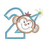 2nd birthday monkey applique machine embroidery design by sweetstitchdesign.com