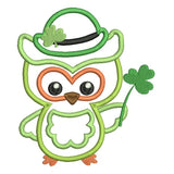 St Patrick's day owl applique machine embroidery design by sweetstitchdesign.com