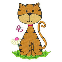 Spring cat machine embroidery design by sweetstitchdesign.com