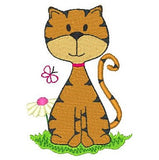 Spring cat machine embroidery design by sweetstitchdesign.com