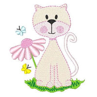 Spring cat machine embroidery design by sweetstitchdesign.com