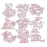 Christmas Santas - redwork machine embroidery designs by sweetstitchdesign.com