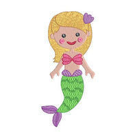 Mermaid machine embroidery design by sweetstitchdesign.com