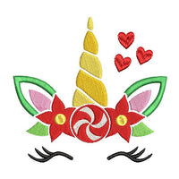 Christmas unicorn machine embroidery design by sweetstitchdesign.com
