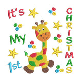 My 1st Christmas - Giraffe machine embroidery design by sweetstitchdesign.com