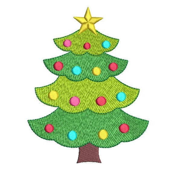 Christmas tree machine embroidery design by sweetstitchdesign.com