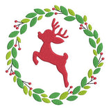 Christmas reindeer wreath machine embroidery design by sweetstitchdesign.com