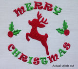 Christmas reindeer wreath machine embroidery design by sweetstitchdesign.com