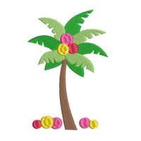 Colorful palm tree machine embroidery design by sweetstitchdesign.com