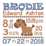 Baby birth announcement template machine embroidery design by sweetstitchdesign.com