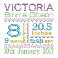 Baby Birth Announcement -Custom Embroidery Design by sweetstitchdesign.com