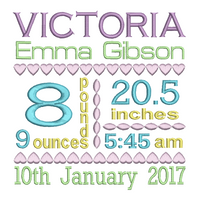 Baby birth announcement template machine embroidery design by sweetstitchdesign.com