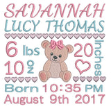 Baby birth announcement template machine embroidery design by sweetstitchdesign.com