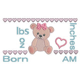 Baby birth announcement template machine embroidery design by sweetstitchdesign.com