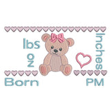 Baby birth announcement template machine embroidery design by sweetstitchdesign.com