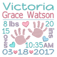 Baby birth announcement template machine embroidery design by sweetstitchdesign.com