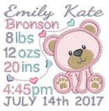 Baby birth announcement template machine embroidery design by sweetstitchdesign.com