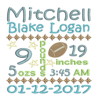 Baby birth announcement template machine embroidery design by sweetstitchdesign.com