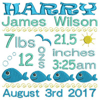Baby Birth Announcement -Custom Embroidery Design by Sweet Stitch Design