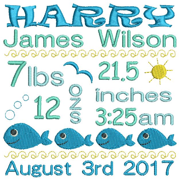 Baby Birth Announcement -Template Embroidery Design by sweetstitchdesign.com
