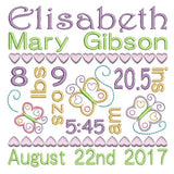 Baby birth announcement template machine embroidery design by sweetstitchdesign.com