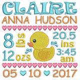 Baby birth announcement template machine embroidery design by sweetstitchdesign.com