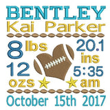 Baby boy birth announcement -custom embroidery design by sweetstitchdesign.com