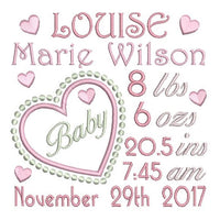 Baby birth announcement template machine embroidery design by sweetstitchdesign.com