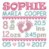 Baby birth announcement template machine embroidery design by sweetstitchdesign.com