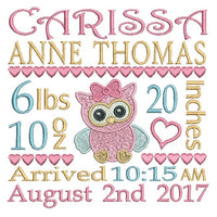 Baby birth announcement template machine embroidery design by sweetstitchdesign.com