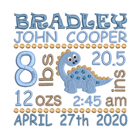 Baby birth announcement machine embroidery design by sweetstitchdesign.com