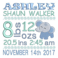 Baby birth announcement template machine embroidery design by sweetstitchdesign.com