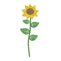 Long stem flower - sunflower machine embroidery design by sweetstitchdesign.com