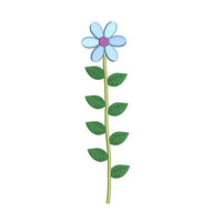 Long stem blue flower machine embroidery design by sweetstitchdesign.com