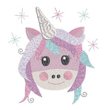 Unicorn face fill stitch machine embroidery design by sweetstitchdesign.com