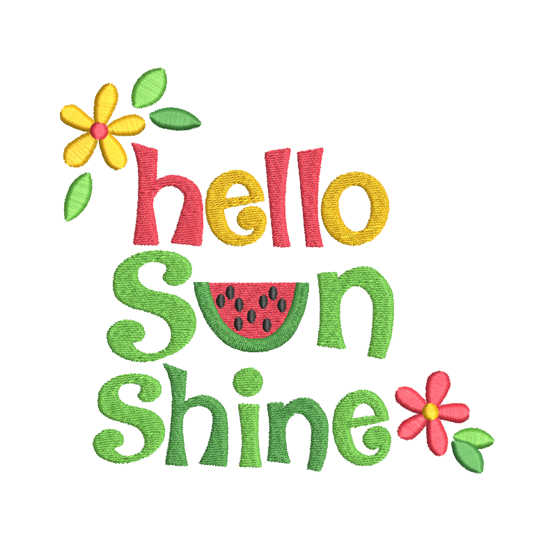 Watermelon sunshine machine embroidery design by sweetstitchdesign.com
