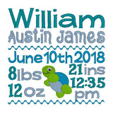 Baby birth announcement -custom embroidery design by sweetstitchdesign.com