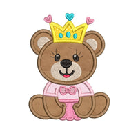 Teddy Princess applique machine embroidery design by sweetstitchdesign.com