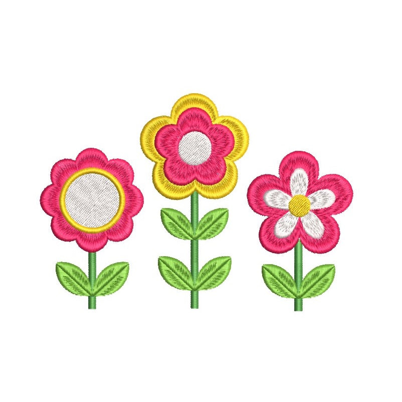 Floral trio fill stitch machine embroidery design by sweetstitchdesign.com