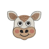 Cute cow face fill stitch machine embroidery design by sweetstitchdesign.com