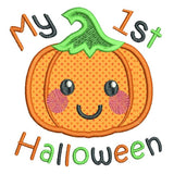 My 1st Halloween pumpkin applique machine embroidery design by sweetstitchdesign.com
